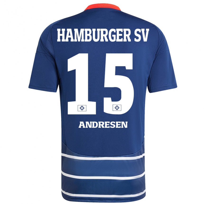 Men Football Bent Andresen #15 Dark Blue Away Jersey 2024/25 T-Shirt Australia