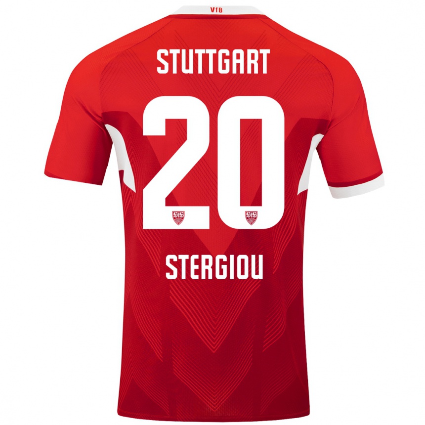 Men Football Leonidas Stergiou #20 Red White Away Jersey 2024/25 T-Shirt Australia