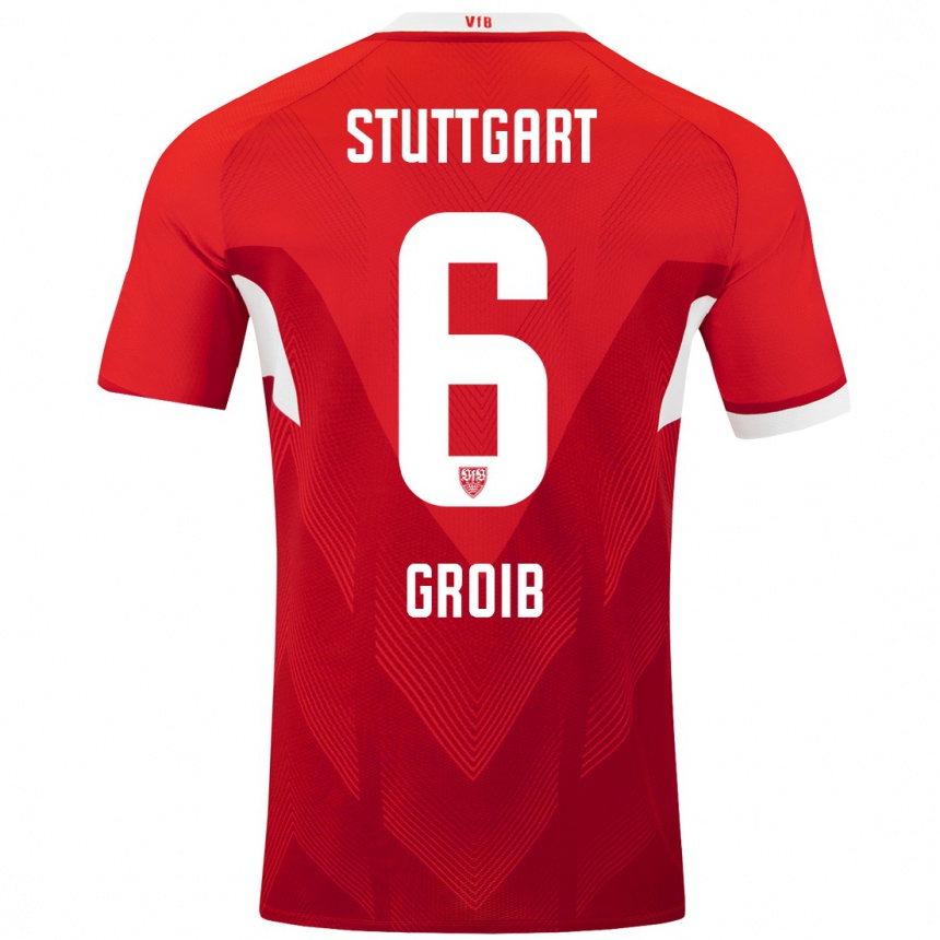 Men Football Alexander Groiß #6 Red White Away Jersey 2024/25 T-Shirt Australia