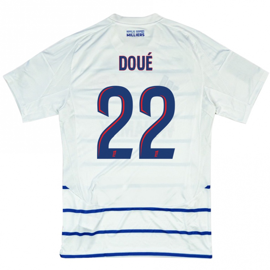 Men Football Guéla Doué #22 White Blue Away Jersey 2024/25 T-Shirt Australia