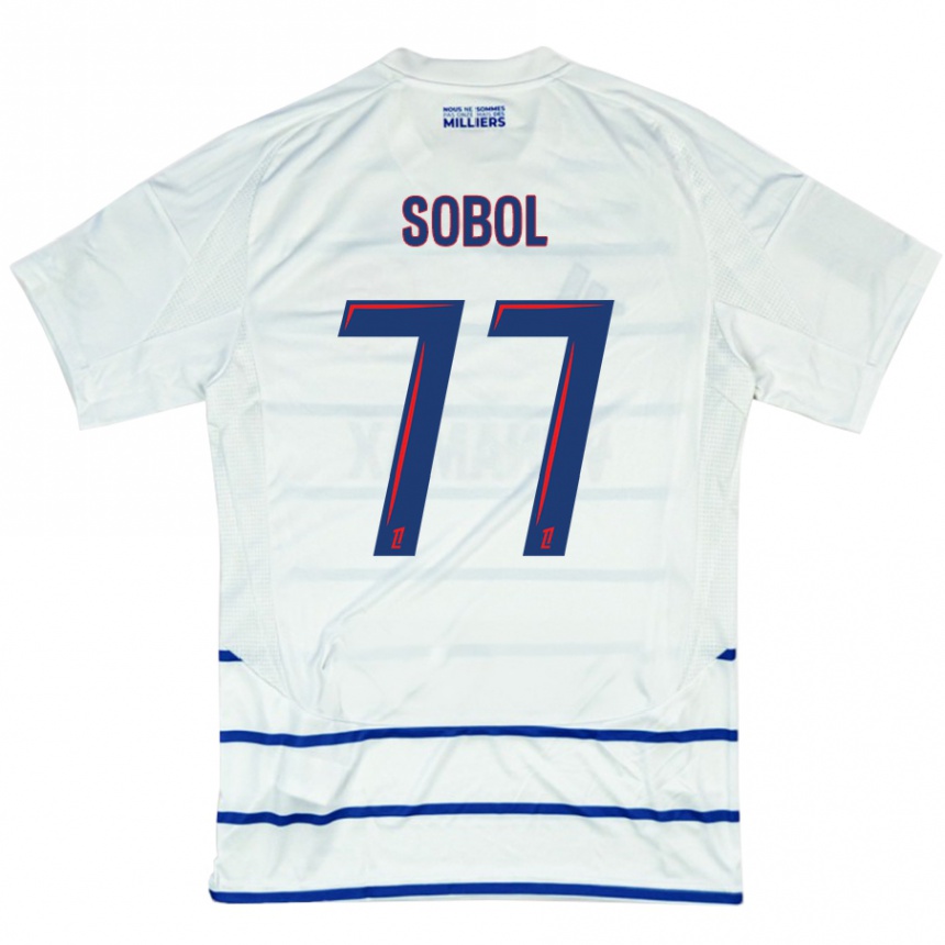 Men Football Eduard Sobol #77 White Blue Away Jersey 2024/25 T-Shirt Australia