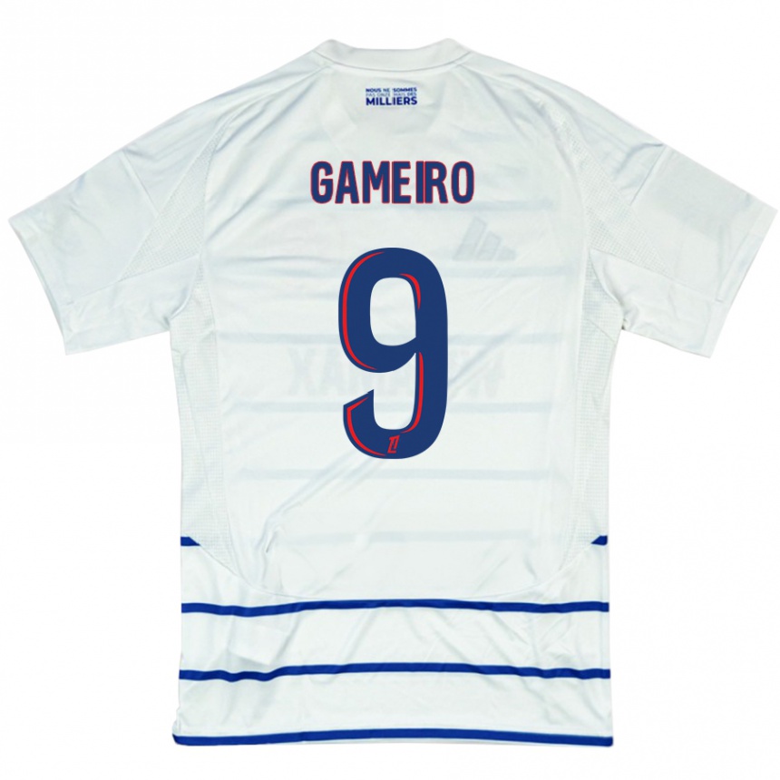 Men Football Kévin Gameiro #9 White Blue Away Jersey 2024/25 T-Shirt Australia