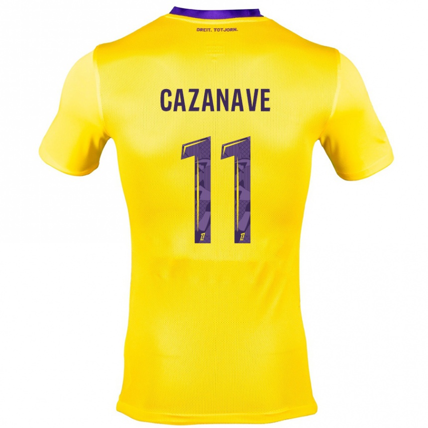 Men Football Julie Cazanave #11 Yellow Purple Away Jersey 2024/25 T-Shirt Australia