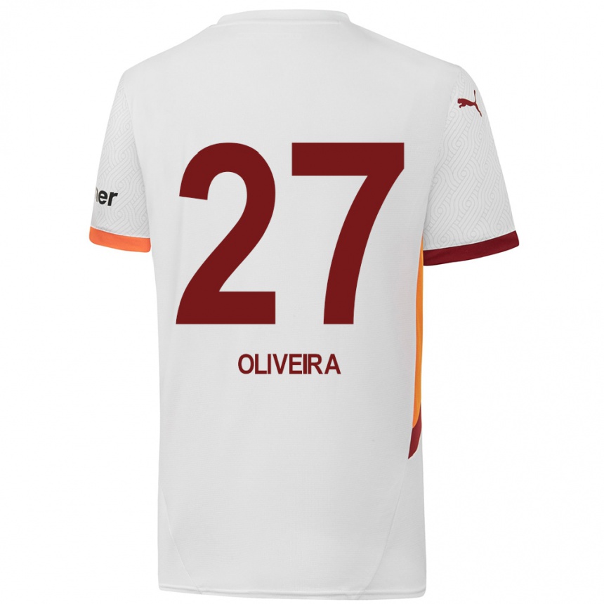 Men Football Sérgio Oliveira #27 White Yellow Red Away Jersey 2024/25 T-Shirt Australia