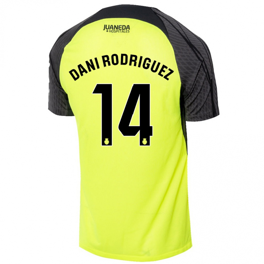 Men Football Dani Rodríguez #14 Fluorescent Green Black Away Jersey 2024/25 T-Shirt Australia