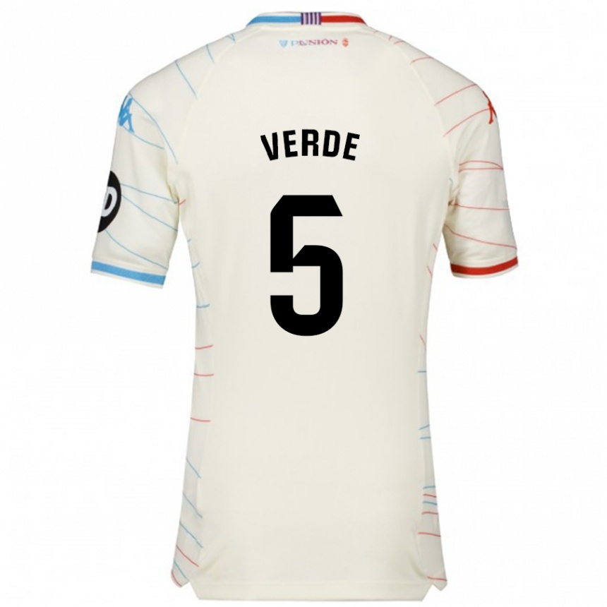 Men Football Adrián Verde #5 White Red Blue Away Jersey 2024/25 T-Shirt Australia