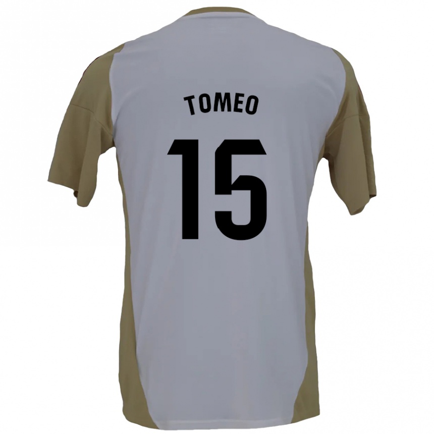 Men Football Pablo Tomeo #15 Brown White Away Jersey 2024/25 T-Shirt Australia