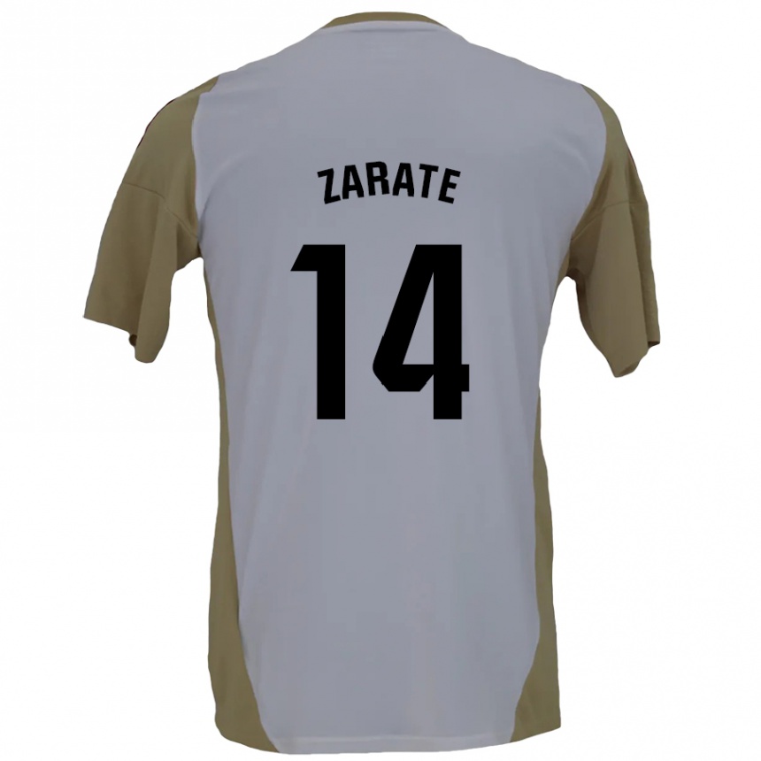 Men Football Hugo Zárate #14 Brown White Away Jersey 2024/25 T-Shirt Australia