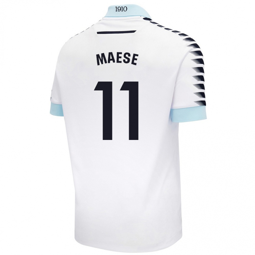 Men Football María Del Carmen Maese Gaitán #11 White Blue Away Jersey 2024/25 T-Shirt Australia