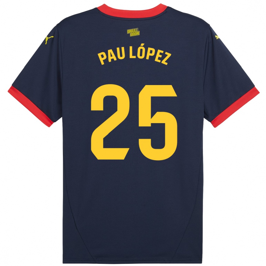 Men Football Pau Lopez #25 Navy Red Away Jersey 2024/25 T-Shirt Australia