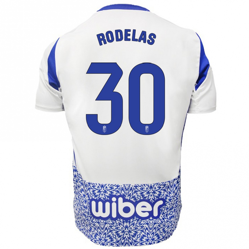 Men Football Sergio Rodelas #30 White Blue Away Jersey 2024/25 T-Shirt Australia