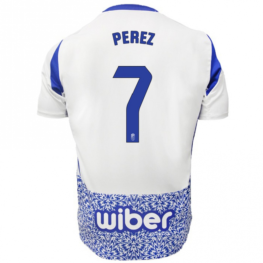 Men Football Laura Pérez #7 White Blue Away Jersey 2024/25 T-Shirt Australia