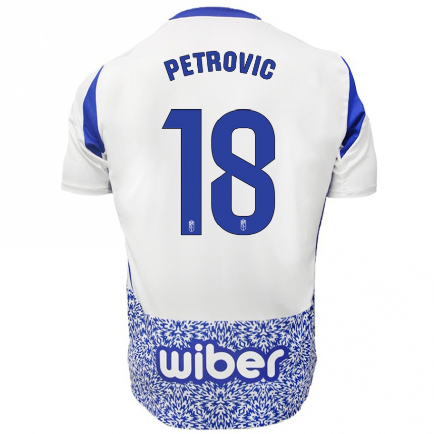 Men Football Njegos Petrovic #18 White Blue Away Jersey 2024/25 T-Shirt Australia