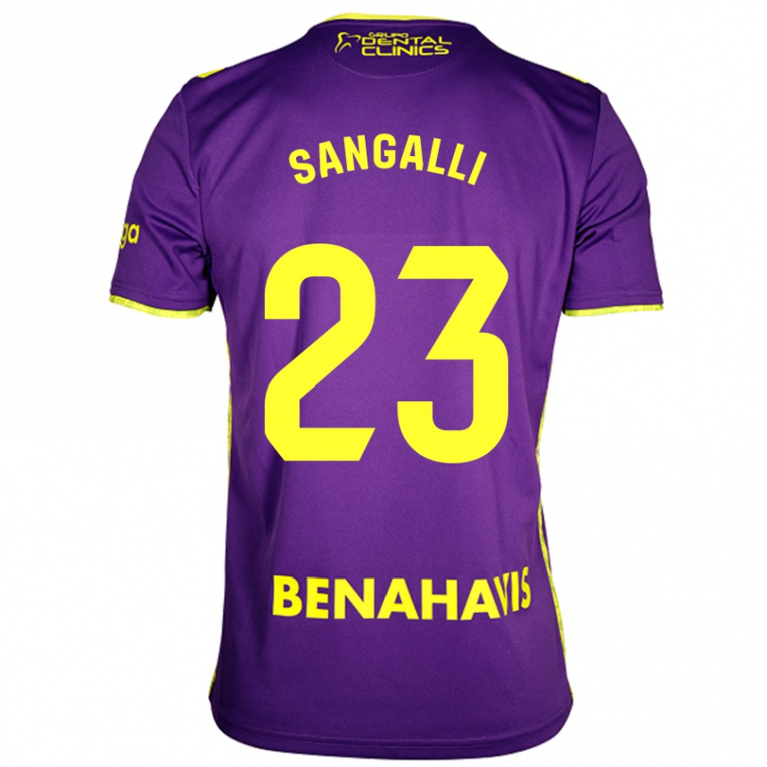 Men Football Luca Sangalli #23 Purple Yellow Away Jersey 2024/25 T-Shirt Australia