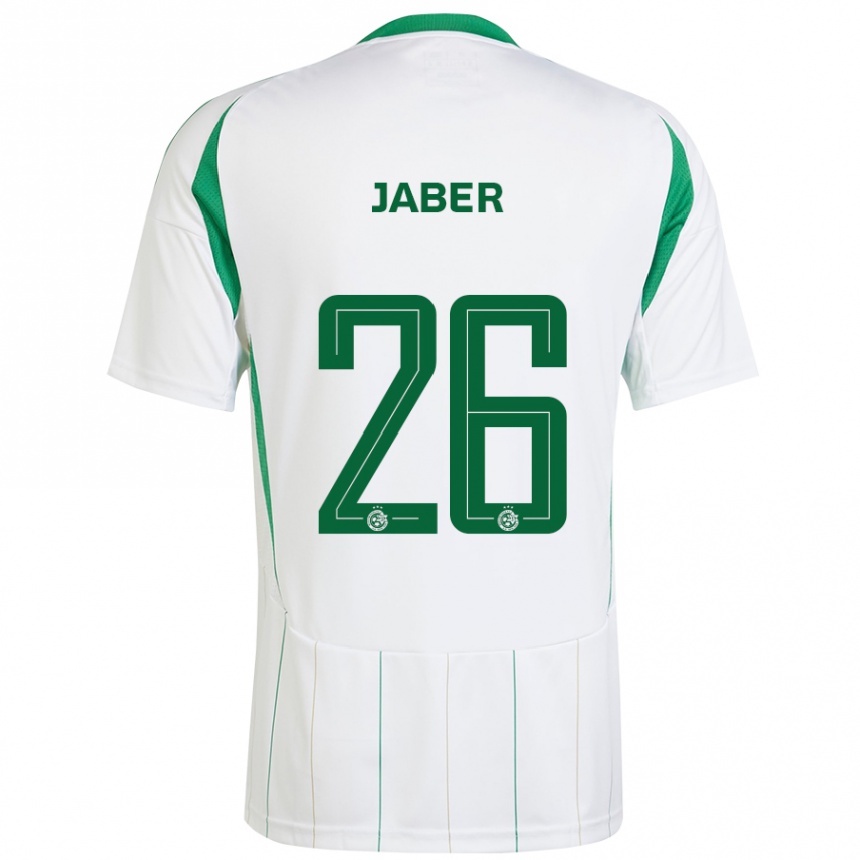 Men Football Mahmoud Jaber #26 White Green Away Jersey 2024/25 T-Shirt Australia