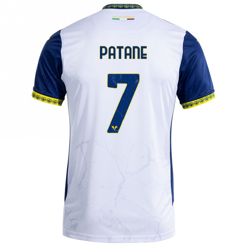 Men Football Nicola Patanè #7 White Blue Away Jersey 2024/25 T-Shirt Australia