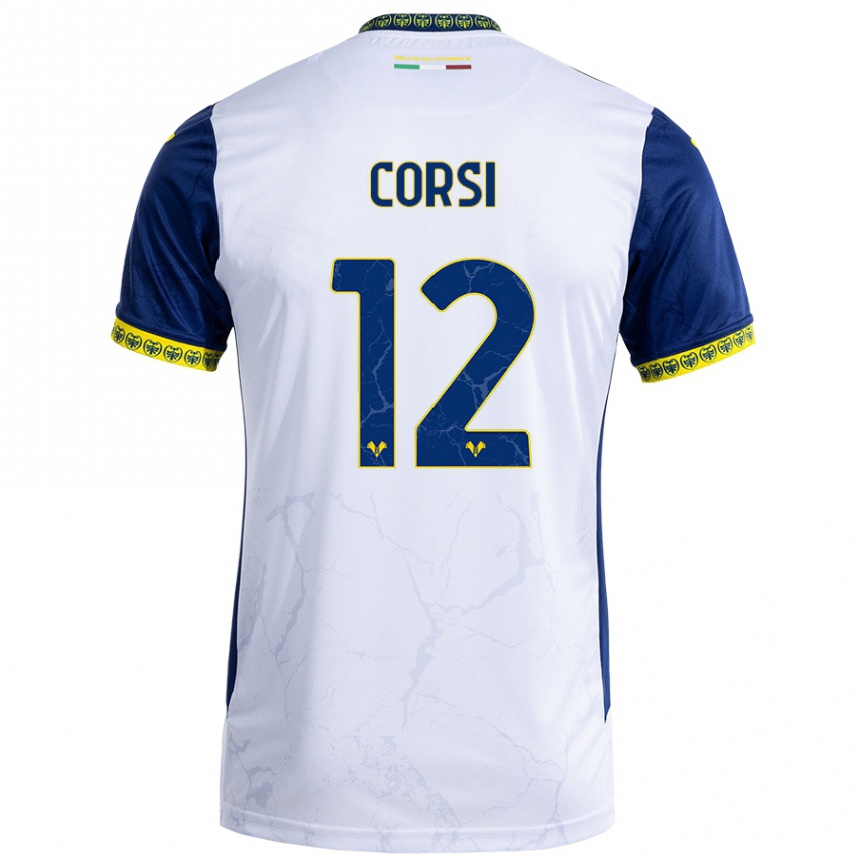 Men Football Sara Corsi #12 White Blue Away Jersey 2024/25 T-Shirt Australia