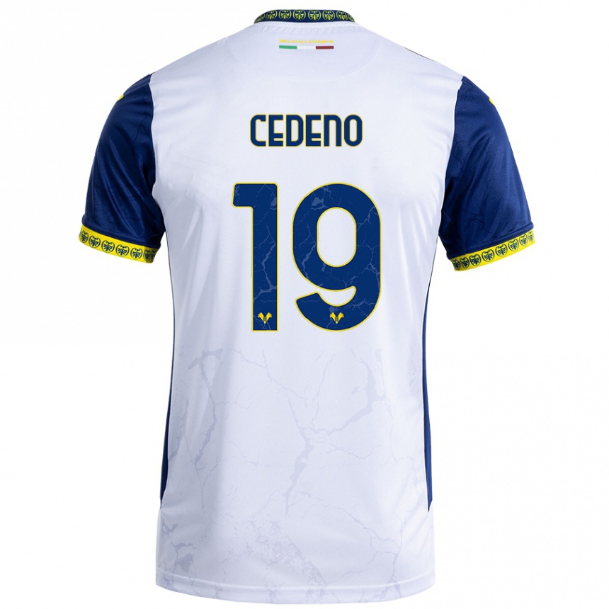 Men Football Lineth Cedeno #19 White Blue Away Jersey 2024/25 T-Shirt Australia