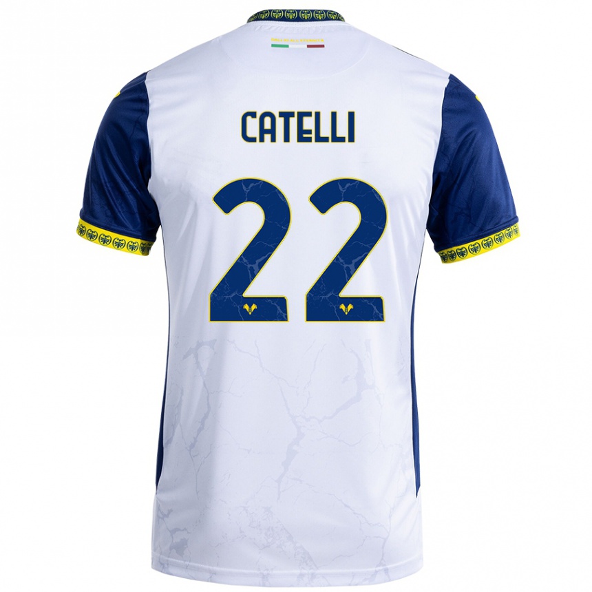 Men Football Anna Catelli #22 White Blue Away Jersey 2024/25 T-Shirt Australia