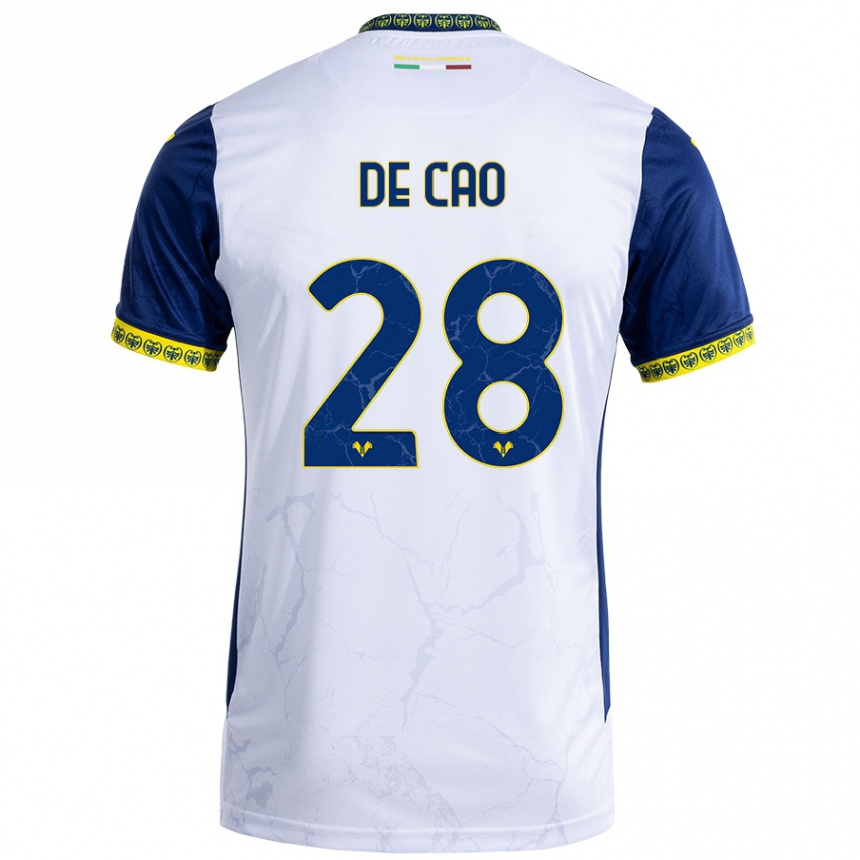 Men Football Elena De Cao #28 White Blue Away Jersey 2024/25 T-Shirt Australia