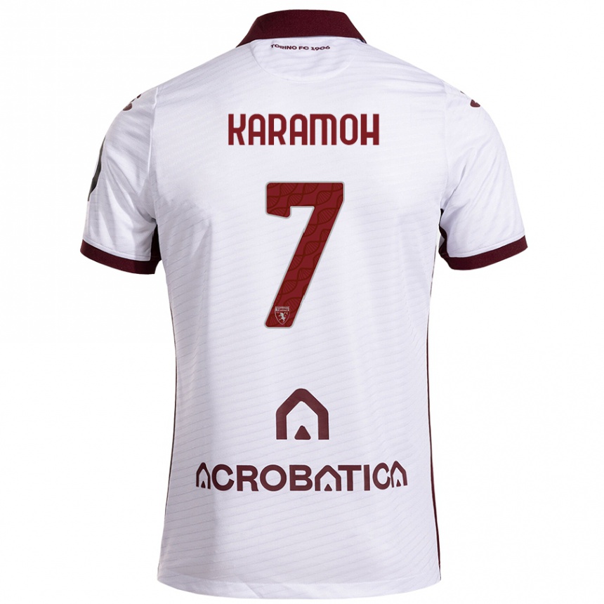 Men Football Yann Karamoh #7 White Maroon Away Jersey 2024/25 T-Shirt Australia