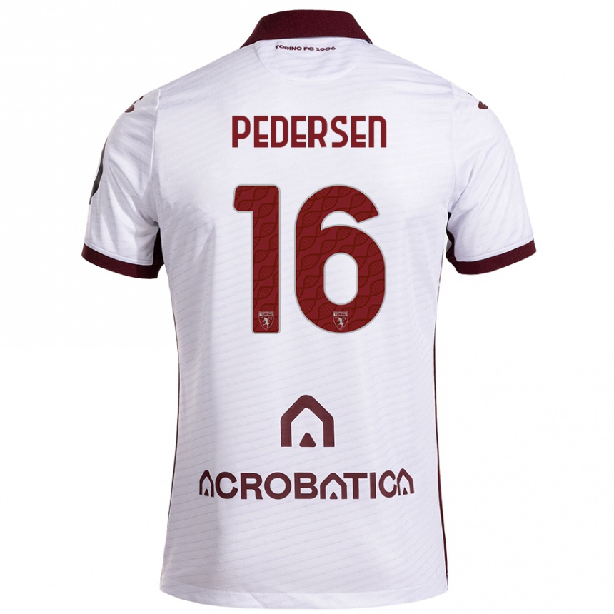 Men Football Marcus Pedersen #16 White Maroon Away Jersey 2024/25 T-Shirt Australia