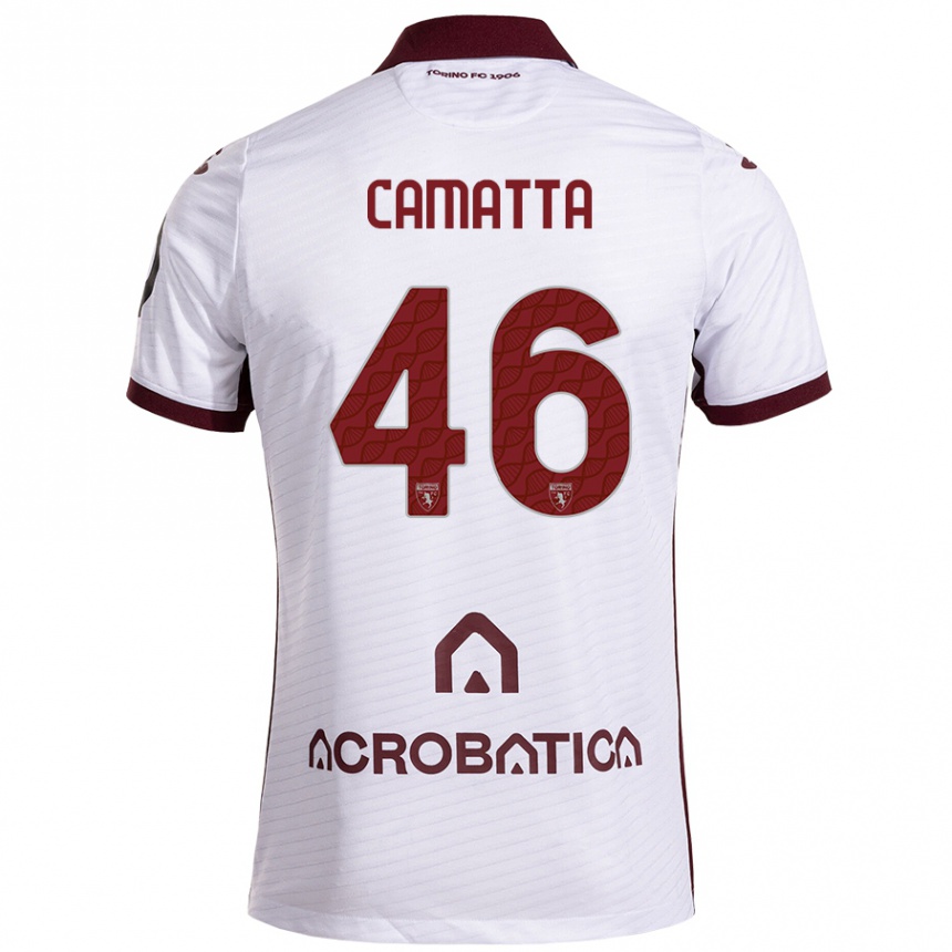 Men Football Alessandro Camatta #46 White Maroon Away Jersey 2024/25 T-Shirt Australia