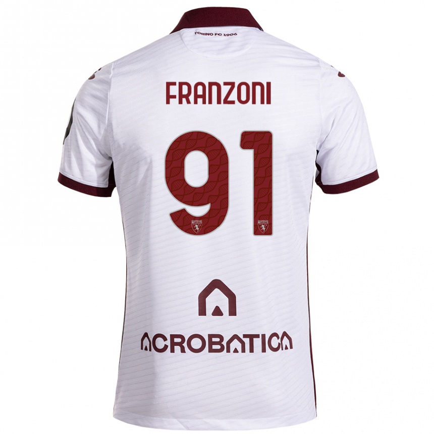 Men Football Nicolò Franzoni #91 White Maroon Away Jersey 2024/25 T-Shirt Australia