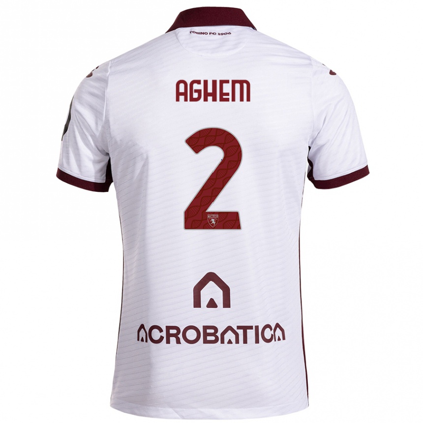 Men Football Brigitta Aghem #2 White Maroon Away Jersey 2024/25 T-Shirt Australia