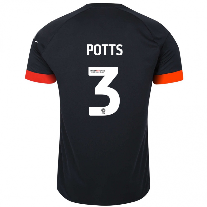 Men Football Dan Potts #3 Black Orange Away Jersey 2024/25 T-Shirt Australia