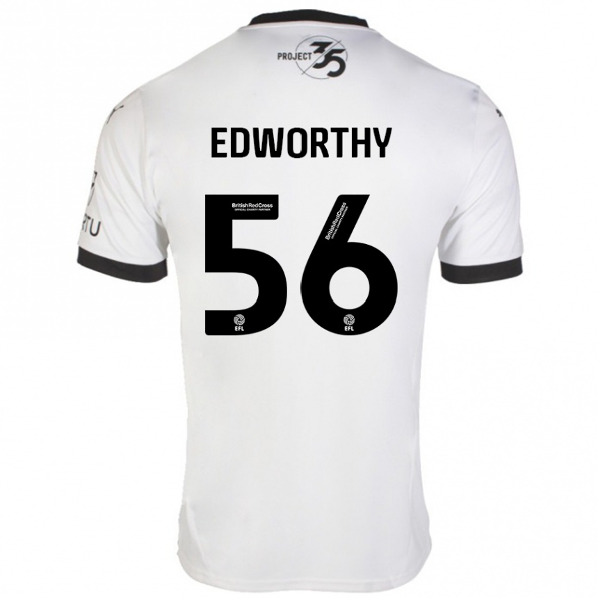 Men Football Kieran Edworthy #56 White Black Away Jersey 2024/25 T-Shirt Australia