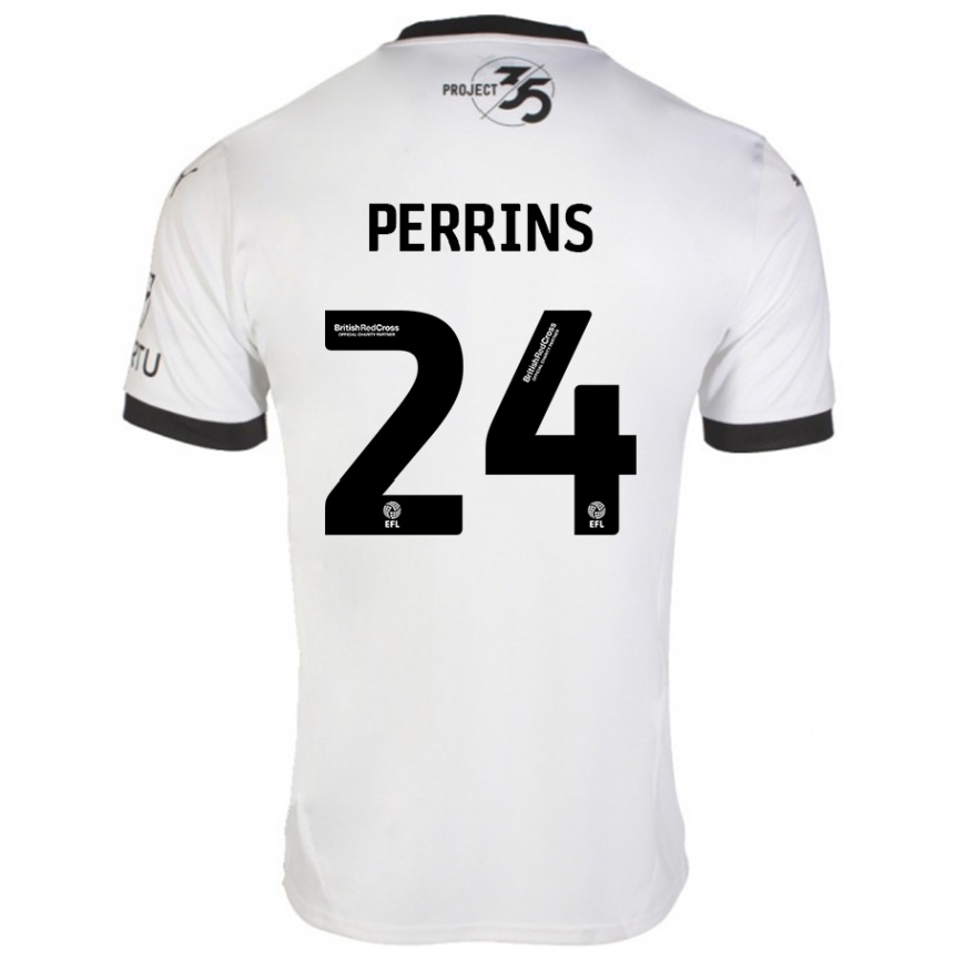 Men Football Grace Perrins #24 White Black Away Jersey 2024/25 T-Shirt Australia