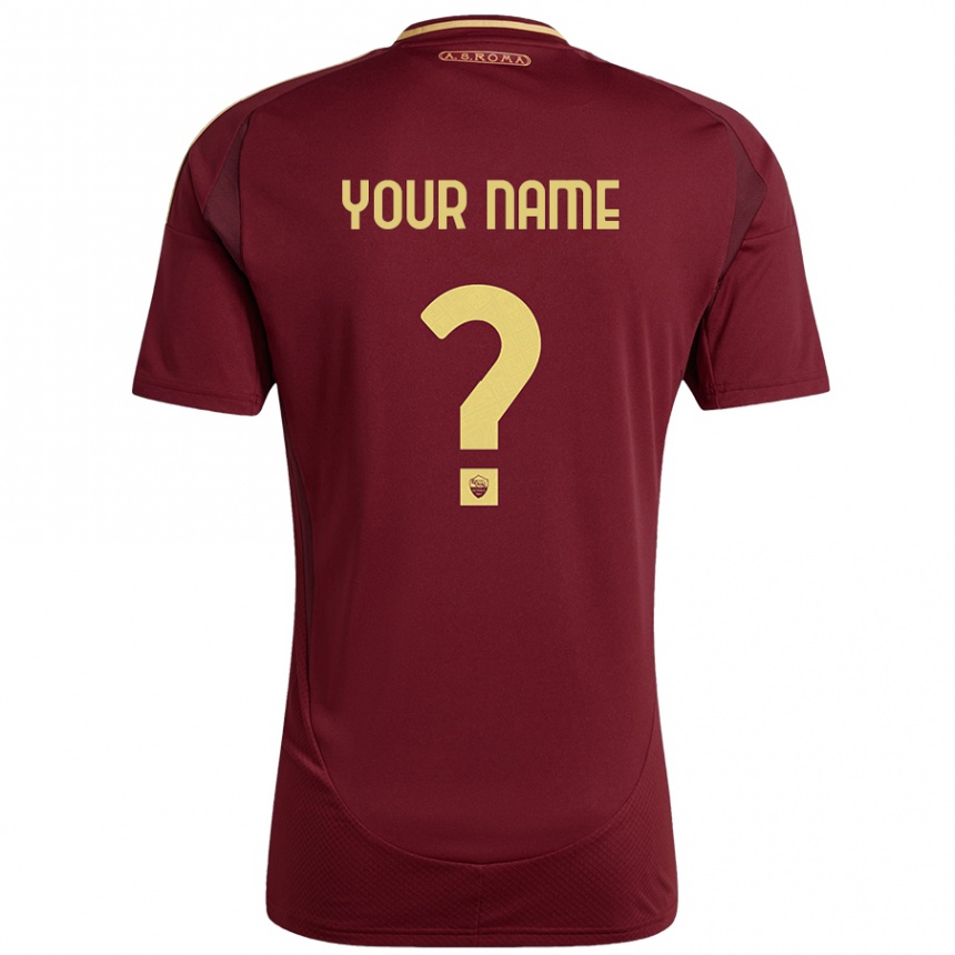 Women Football Your Name #0 Red Brown Gold Home Jersey 2024/25 T-Shirt Australia