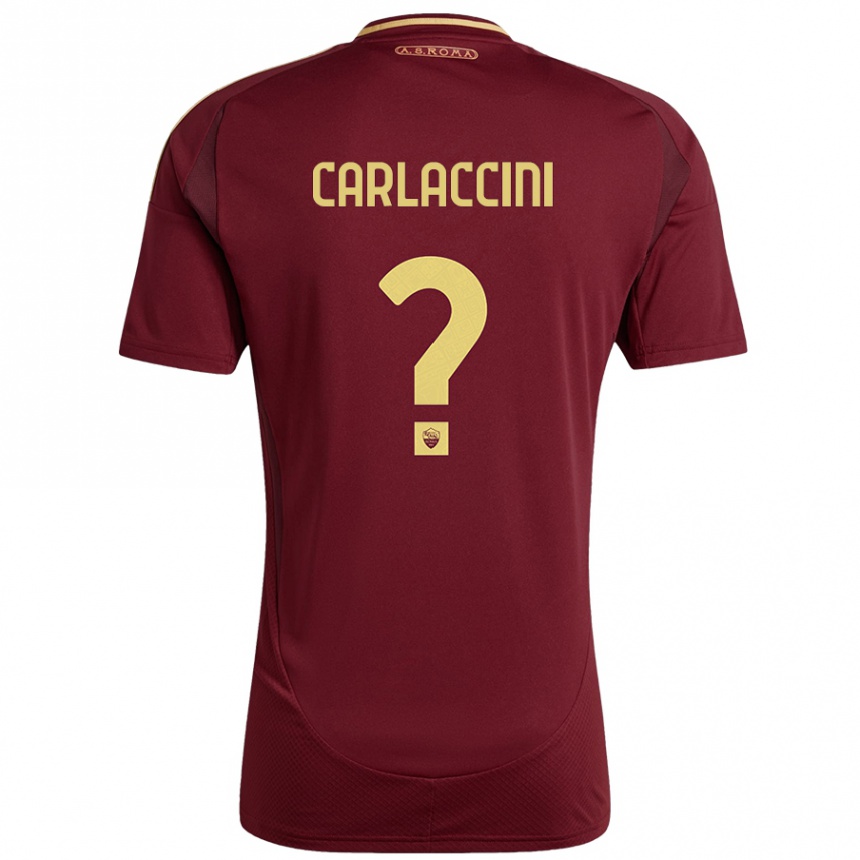 Women Football Samuele Carlaccini #0 Red Brown Gold Home Jersey 2024/25 T-Shirt Australia