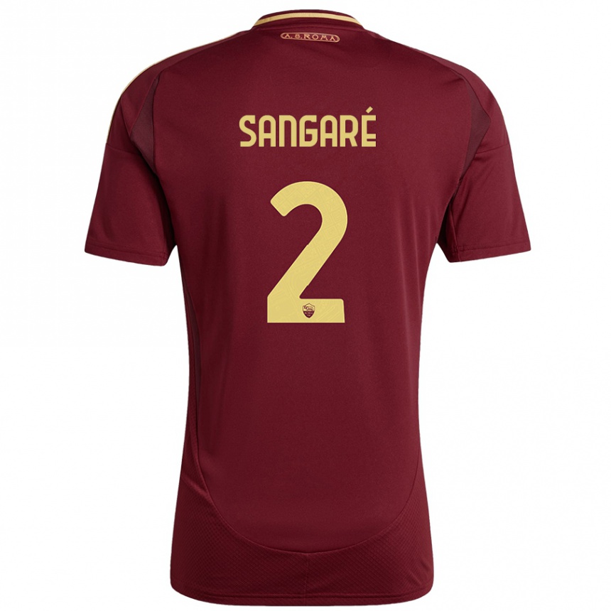 Women Football Buba Sangaré #2 Red Brown Gold Home Jersey 2024/25 T-Shirt Australia