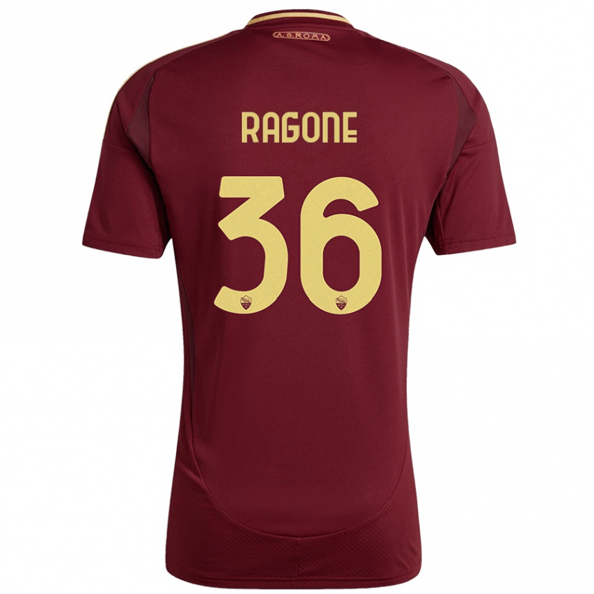 Women Football Diego Ragone #36 Red Brown Gold Home Jersey 2024/25 T-Shirt Australia