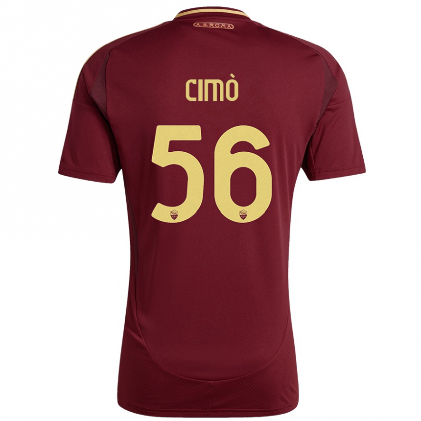 Women Football Giada Cimò #56 Red Brown Gold Home Jersey 2024/25 T-Shirt Australia