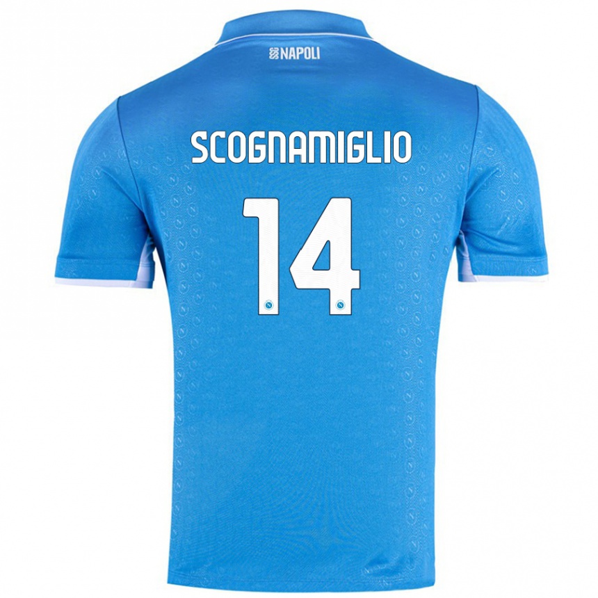 Women Football Fabio Scognamiglio #14 Sky Blue Home Jersey 2024/25 T-Shirt Australia