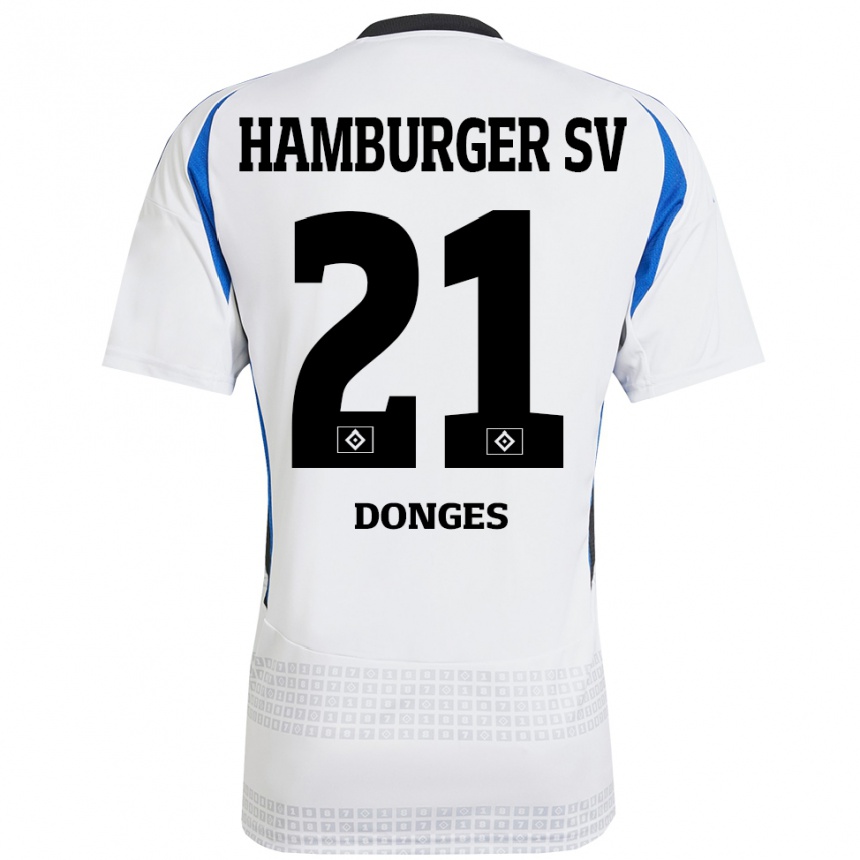 Women Football Jaqueline Dönges #21 White Blue Home Jersey 2024/25 T-Shirt Australia