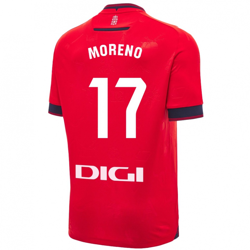 Women Football Pablo Moreno #17 Red White Home Jersey 2024/25 T-Shirt Australia