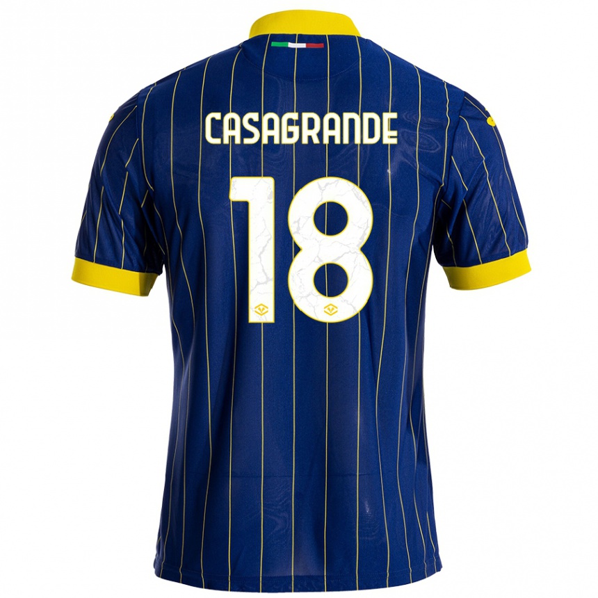 Women Football Davide Casagrande #18 Blue Yellow Home Jersey 2024/25 T-Shirt Australia