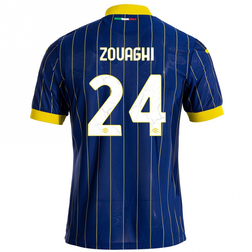 Women Football Thomas Zouaghi #24 Blue Yellow Home Jersey 2024/25 T-Shirt Australia