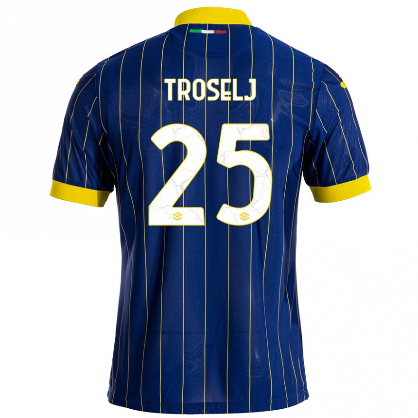 Women Football Ethan Troselj #25 Blue Yellow Home Jersey 2024/25 T-Shirt Australia