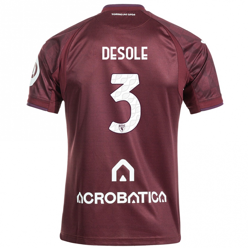 Women Football Fabio Desole #3 Maroon White Home Jersey 2024/25 T-Shirt Australia