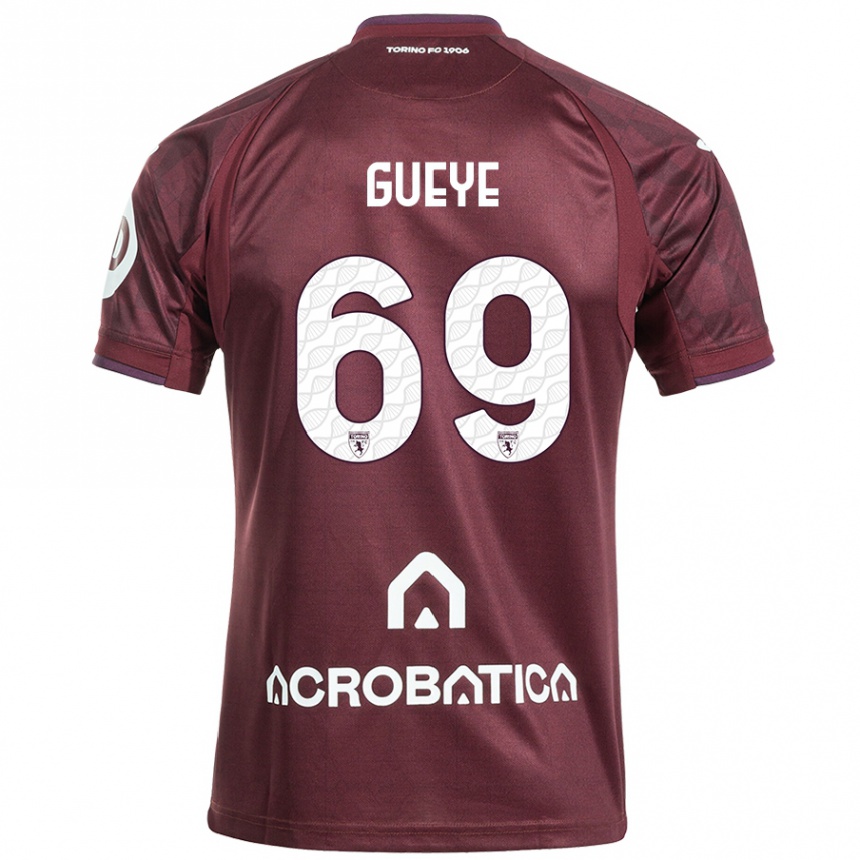 Women Football Ousmane Gueye #69 Maroon White Home Jersey 2024/25 T-Shirt Australia