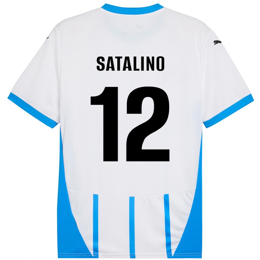 Women Football Giacomo Satalino #12 White Blue Away Jersey 2024/25 T-Shirt Australia