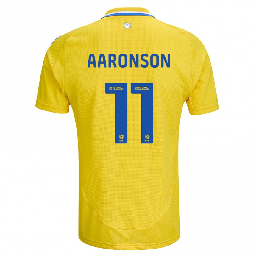 Women Football Brenden Aaronson #11 Yellow Blue Away Jersey 2024/25 T-Shirt Australia