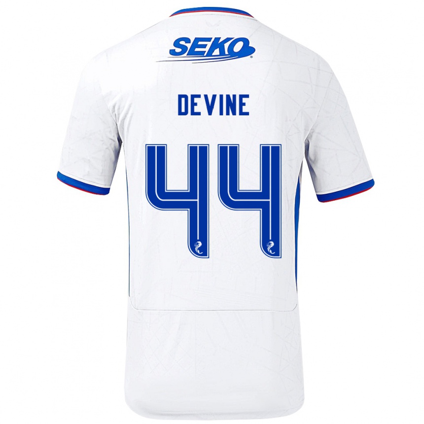 Women Football Adam Devine #44 White Blue Away Jersey 2024/25 T-Shirt Australia