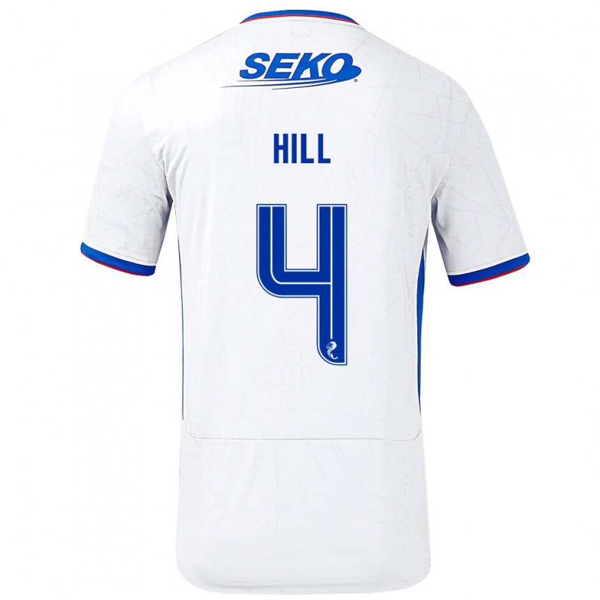 Women Football Kathryn Hill #4 White Blue Away Jersey 2024/25 T-Shirt Australia