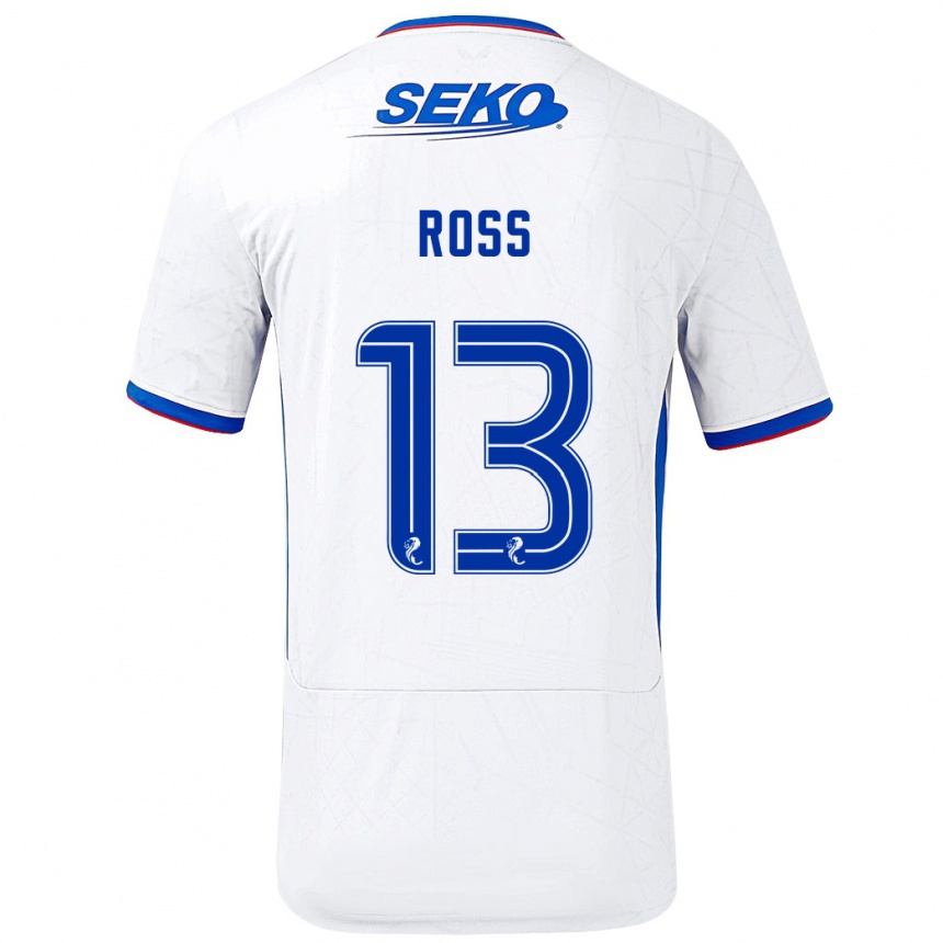 Women Football Jane Ross #13 White Blue Away Jersey 2024/25 T-Shirt Australia